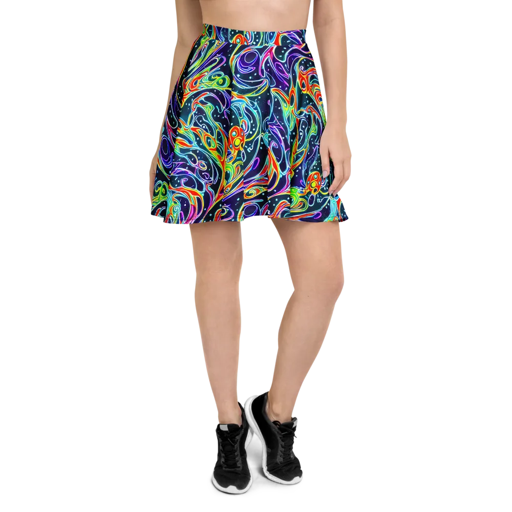 The Neon Unknown on Skater Skirt — Front