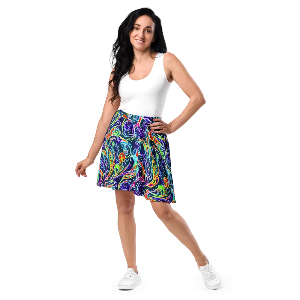 The Neon Unknown on Skater Skirt — Front