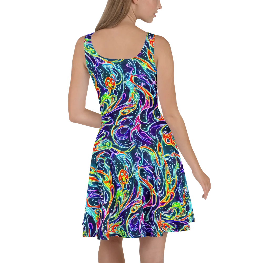 The Neon Unknown on Skater Dress — Back
