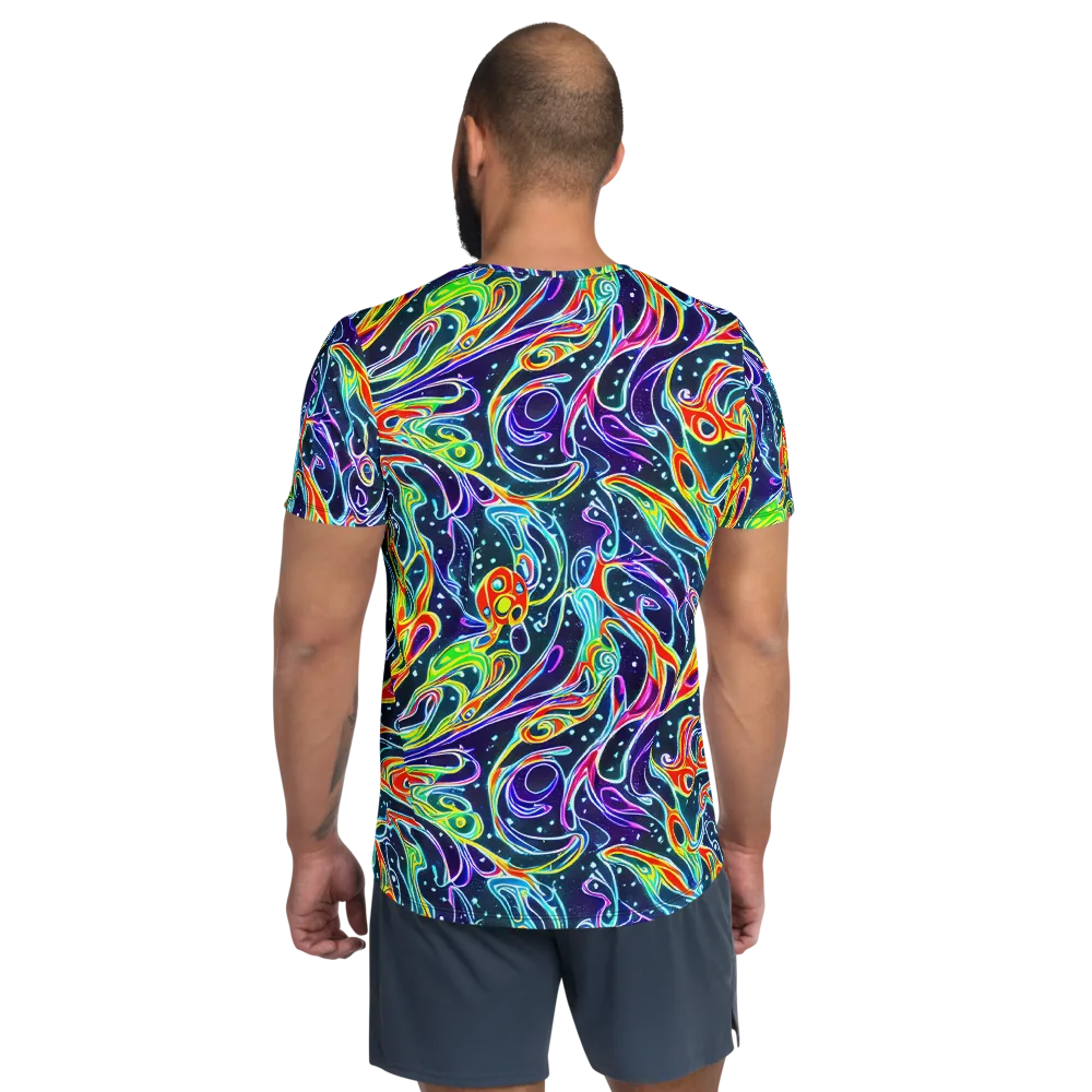 The Neon Unknown on Men's Athletic T-Shirt — Back