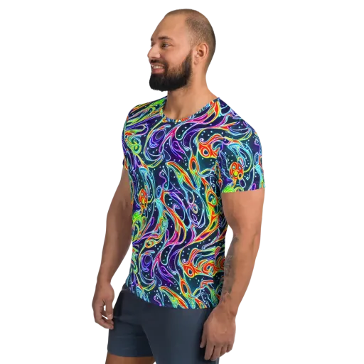 The Neon Unknown on a Men's Athletic T-Shirt