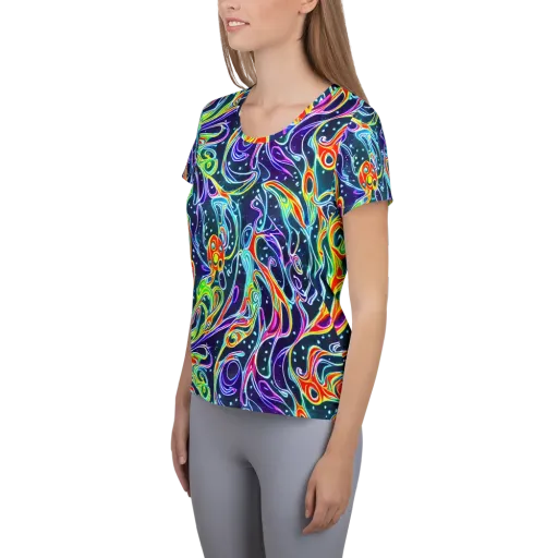 The Neon Unknown on a Women's Athletic T-Shirt