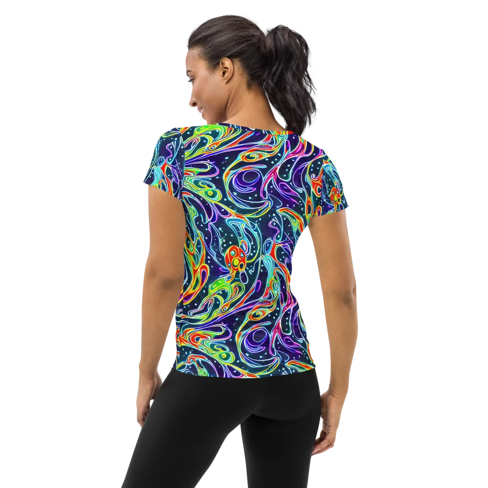 The Neon Unknown on Women's Athletic T-Shirt — Back