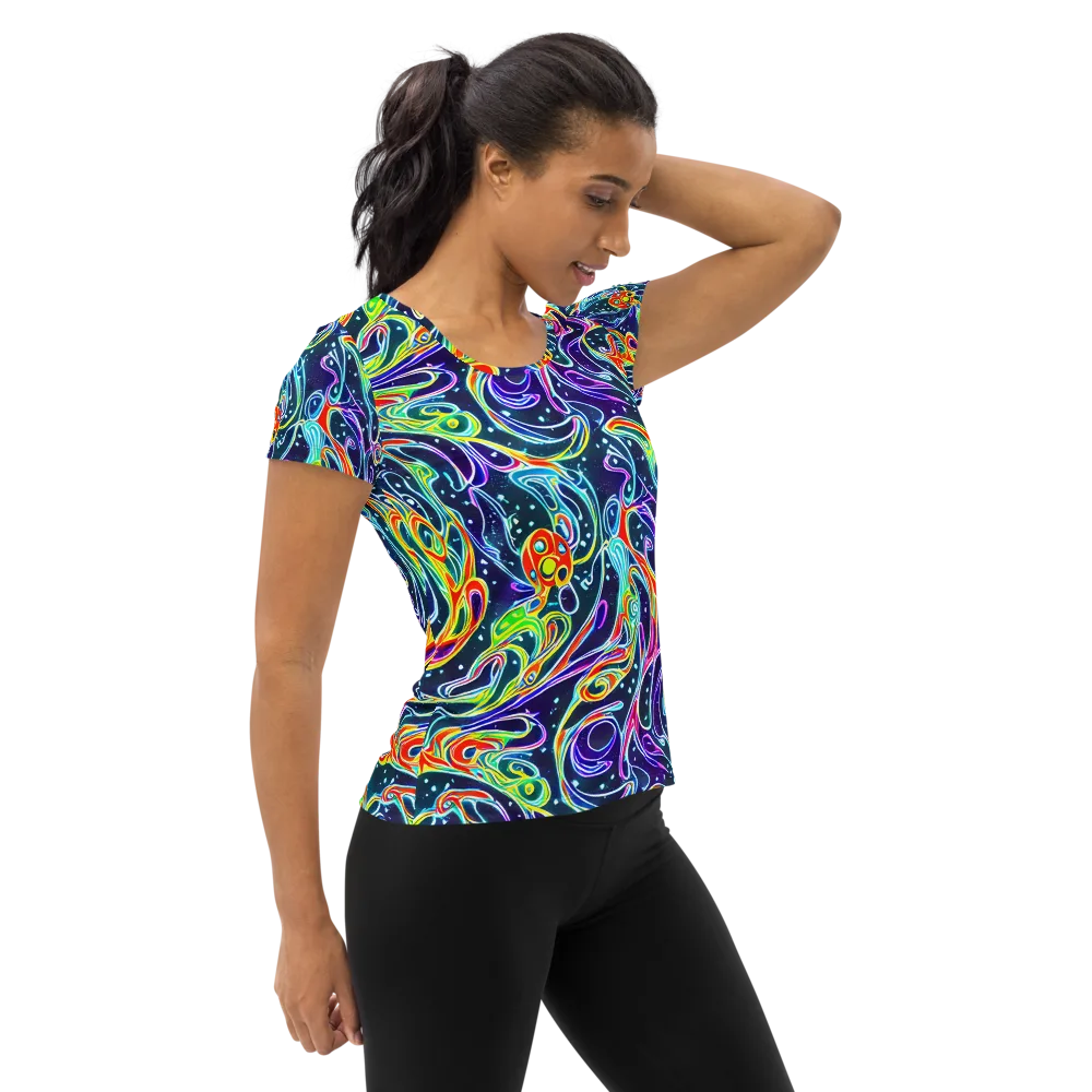The Neon Unknown on Women's Athletic T-Shirt — Right