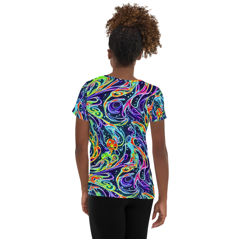 The Neon Unknown on Women's Athletic T-Shirt — Back