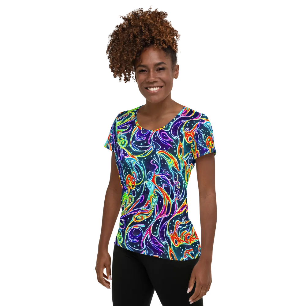 The Neon Unknown on Women's Athletic T-Shirt — Left