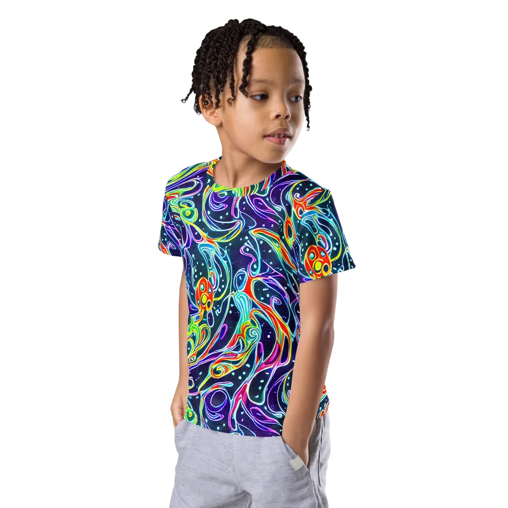 The Neon Unknown on Kids Crew Neck T-Shirt — Left Front