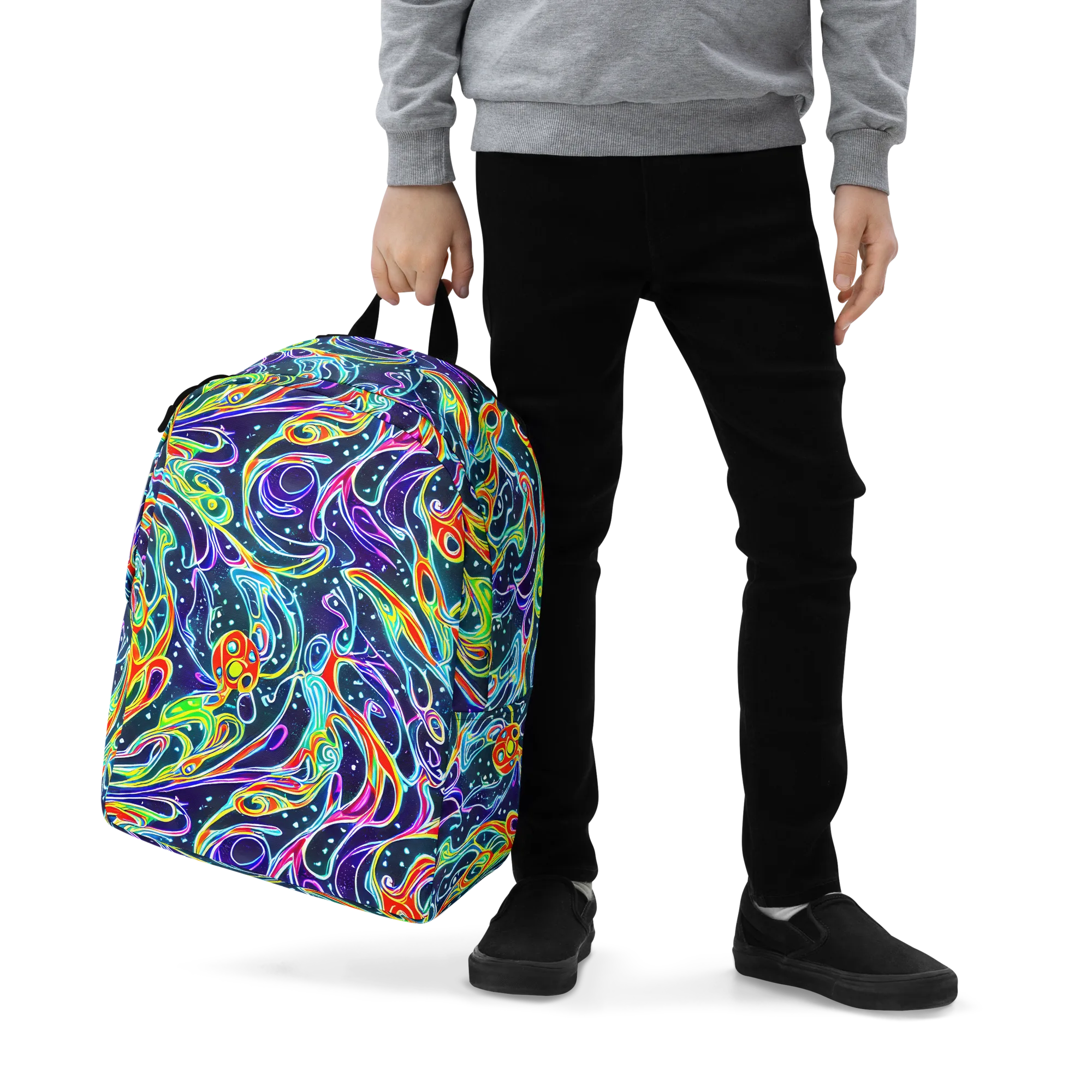 The Neon Unknown on Minimalist Backpack — Zoomed-in