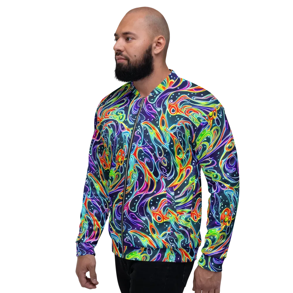 The Neon Unknown on Bomber Jacket — Left