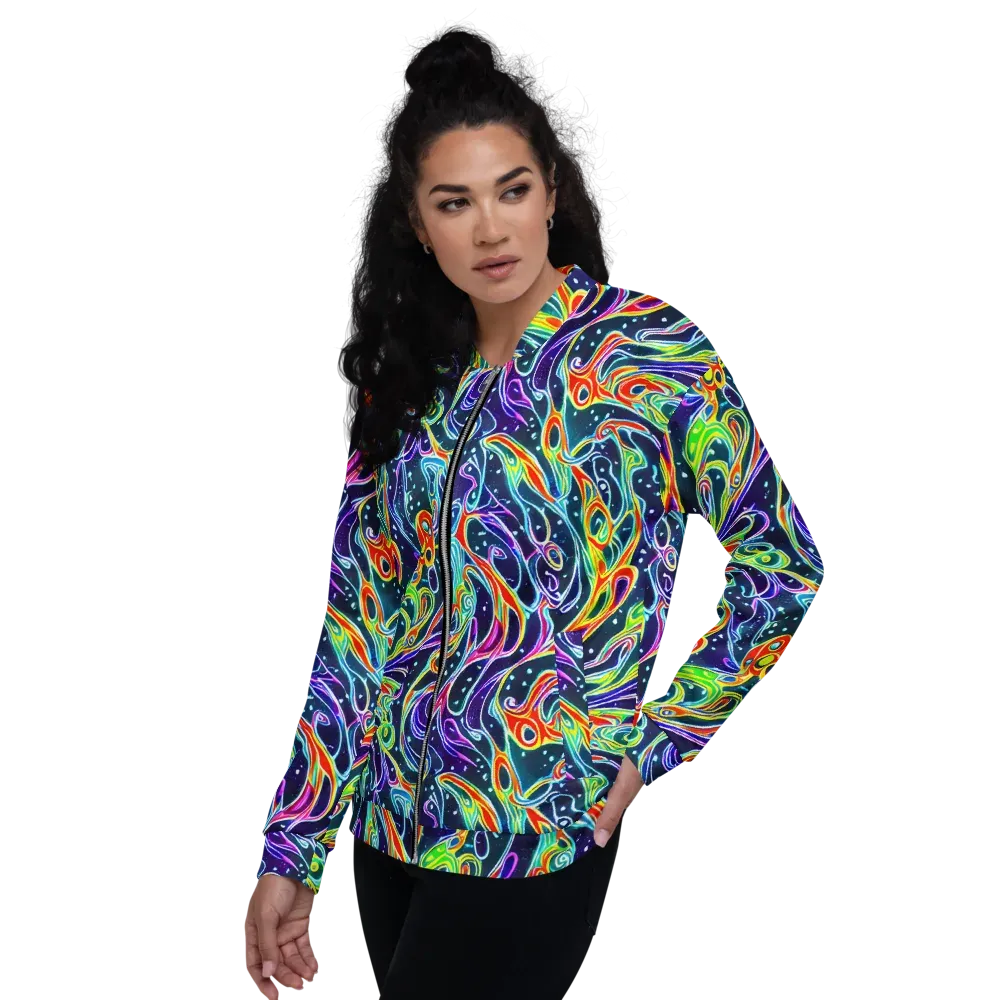 The Neon Unknown on Bomber Jacket — Left