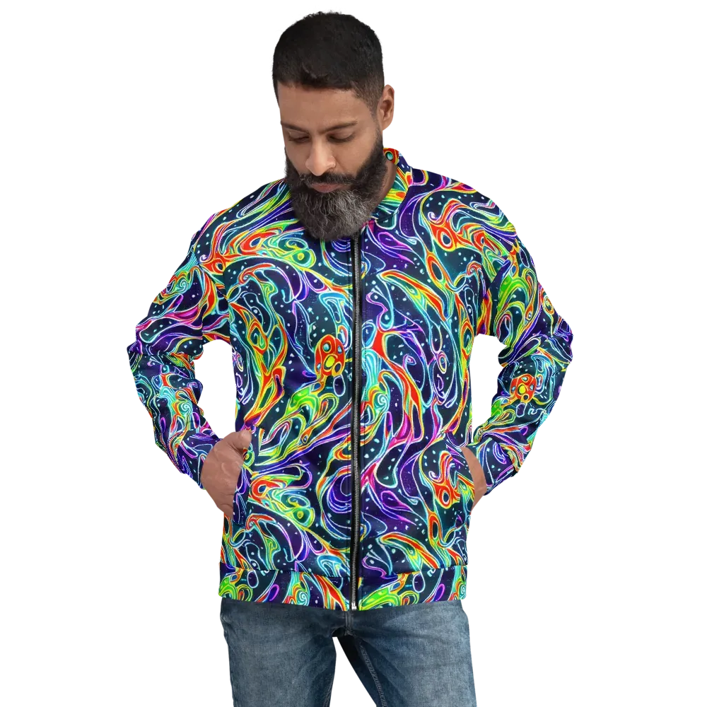 The Neon Unknown on Bomber Jacket — Front