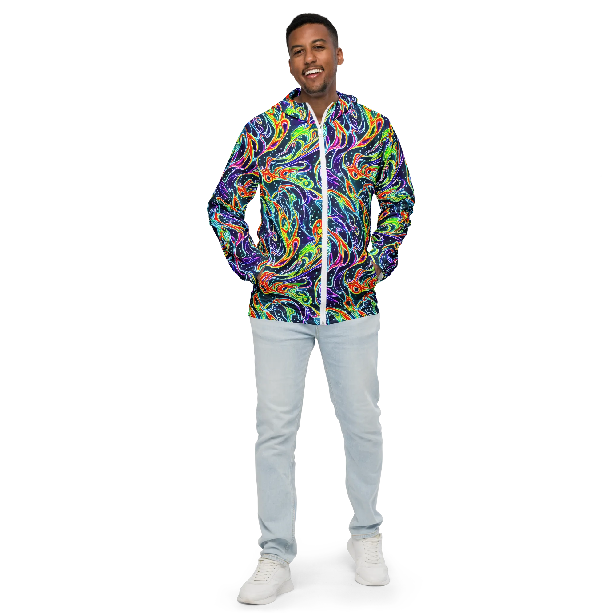 The Neon Unknown on Men's Windbreaker — Front
