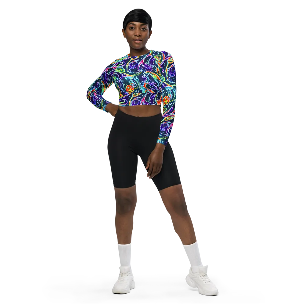 The Neon Unknown on Long Sleeve Crop Top — Front