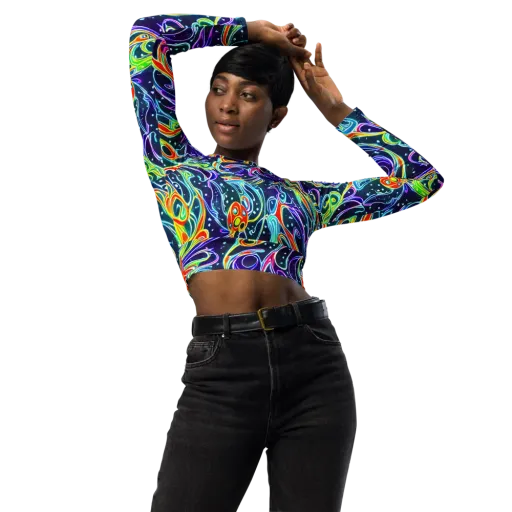 The Neon Unknown on a Long Sleeve Crop Top
