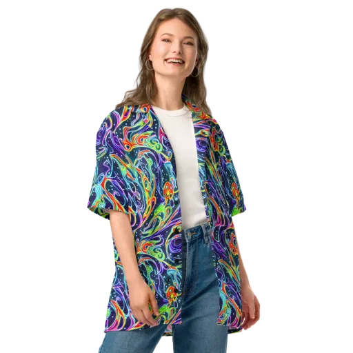 The Neon Unknown on a Button Shirt