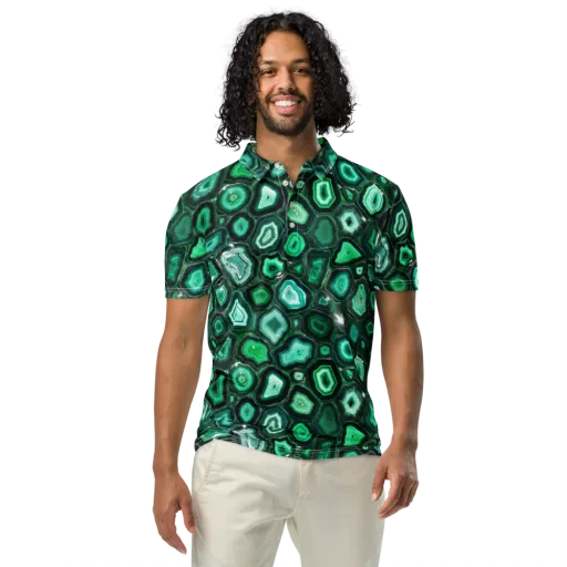 Emerald Geode on a Men's Slim Fit Polo Shirt