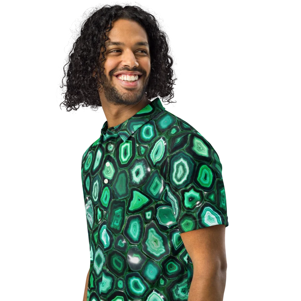 Emerald Geode on Men's Slim Fit Polo Shirt — Left Front