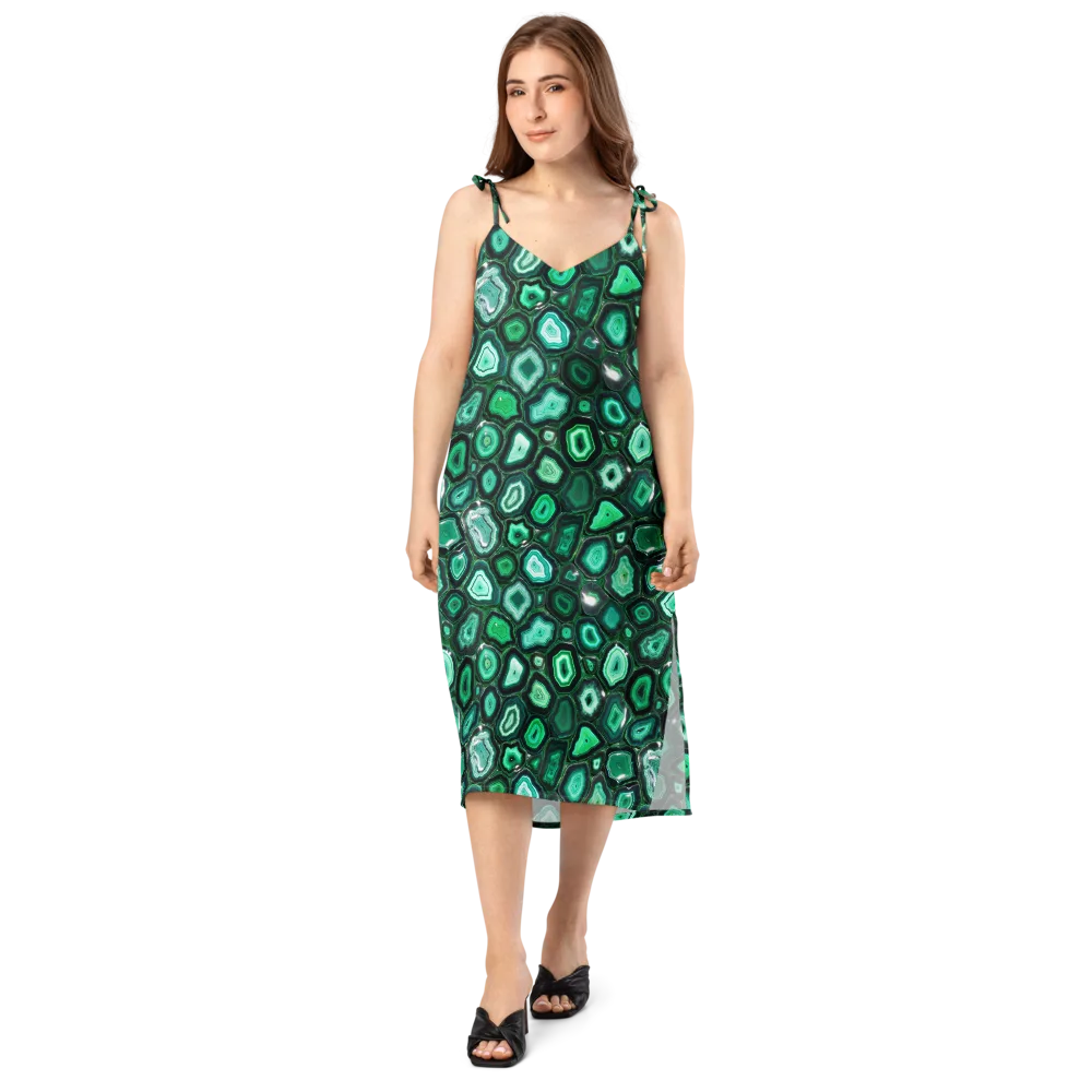 Emerald Geode on Slip Dress — Front