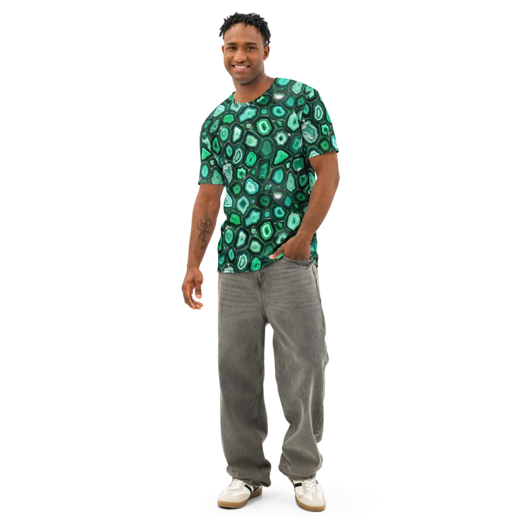 Emerald Geode on Men's Cotton Crew Neck T-Shirt — Front