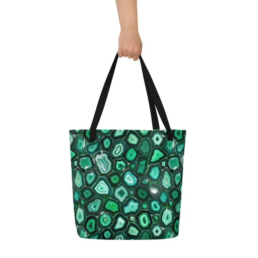 Emerald Geode on a Large Tote Bag W/ Pocket