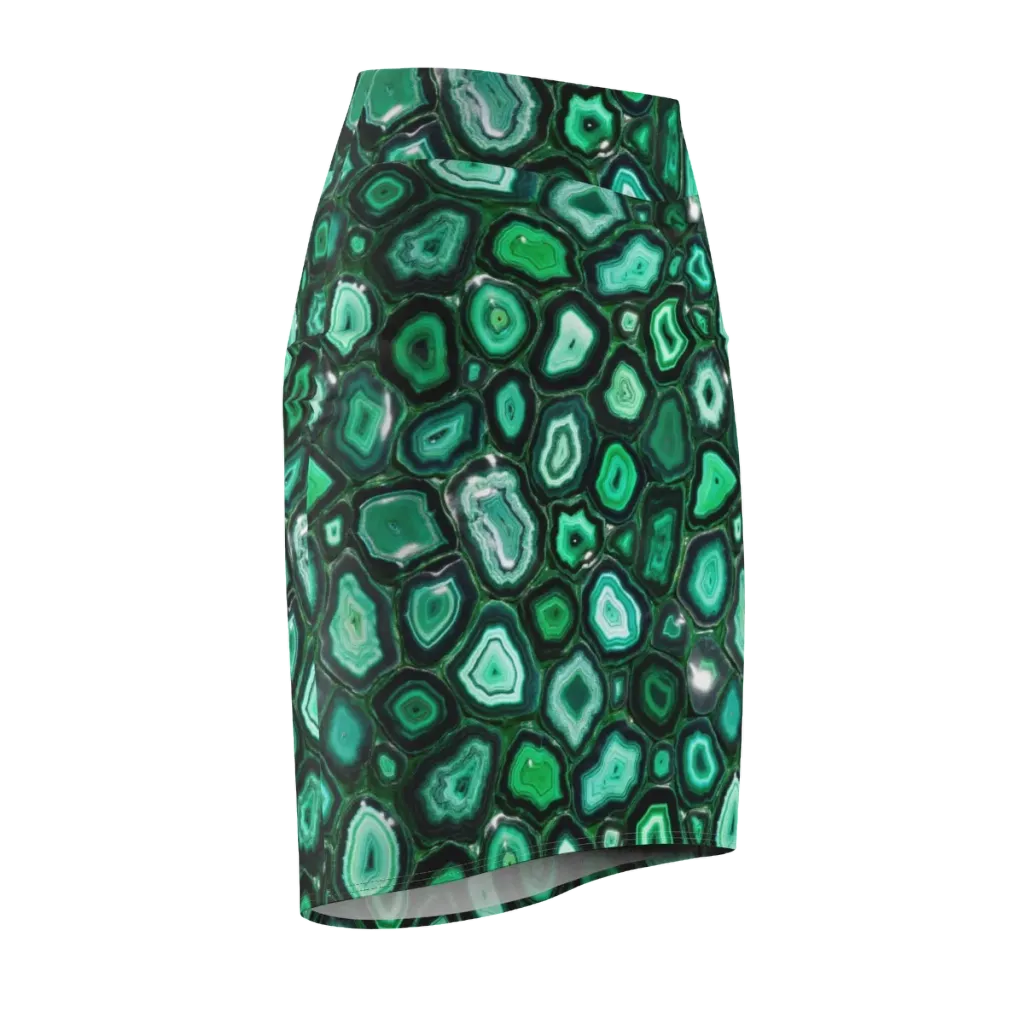 Emerald Geode on Pencil Skirt — Front Side