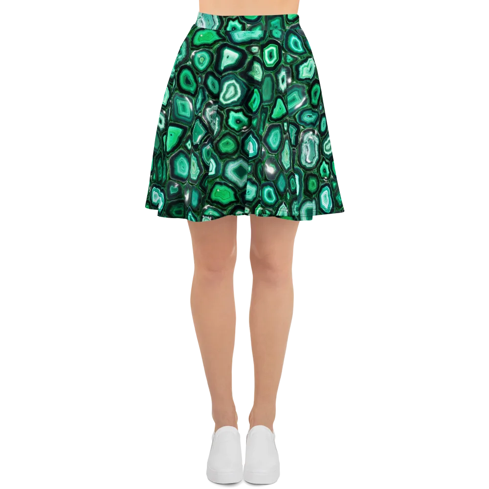 Emerald Geode on Skater Skirt — Front