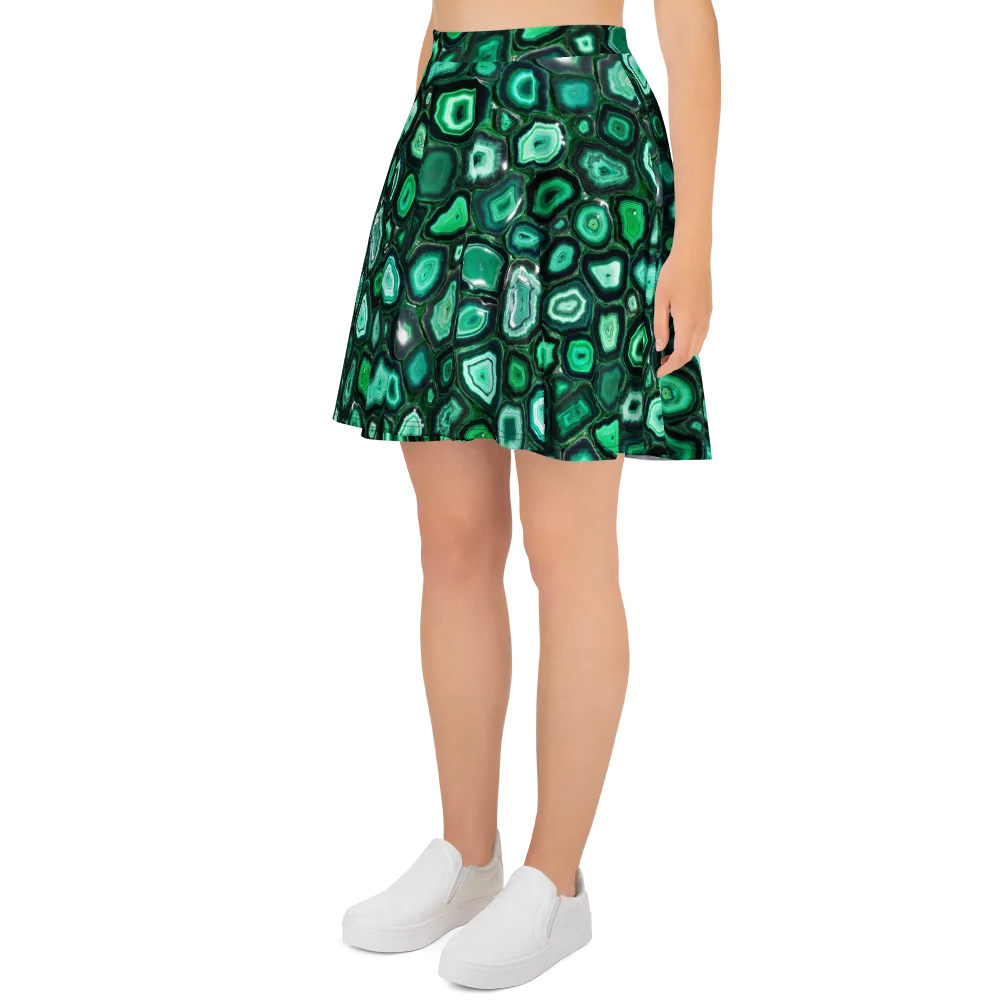 Emerald Geode on Skater Skirt — Left