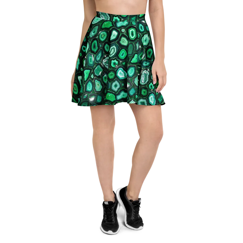 Emerald Geode on Skater Skirt — Front