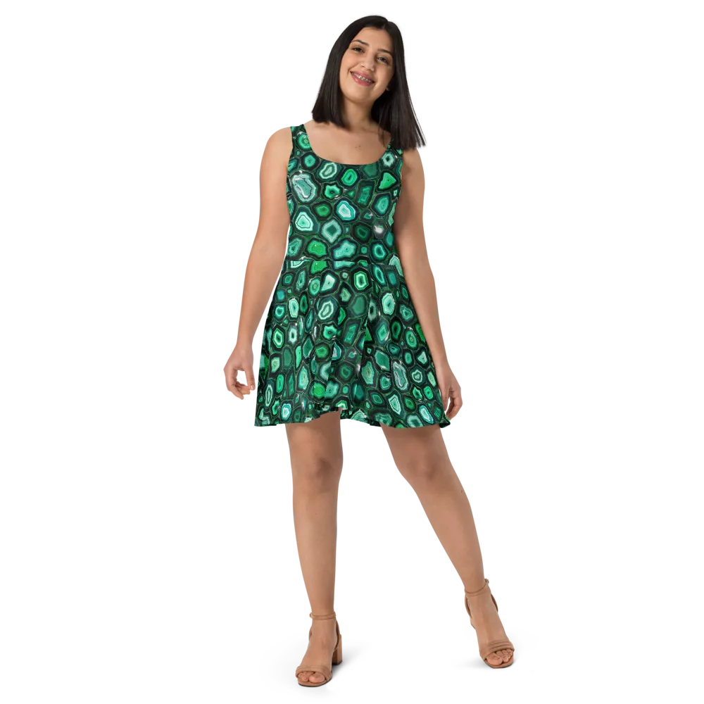 Emerald Geode on Skater Dress — Front