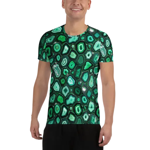 Emerald Geode on a Men's Athletic T-Shirt