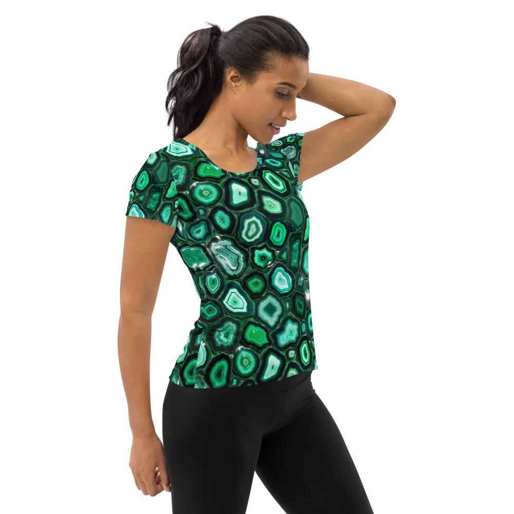 Emerald Geode on Women's Athletic T-Shirt — Right