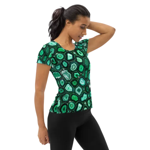 Emerald Geode on a Women's Athletic T-Shirt