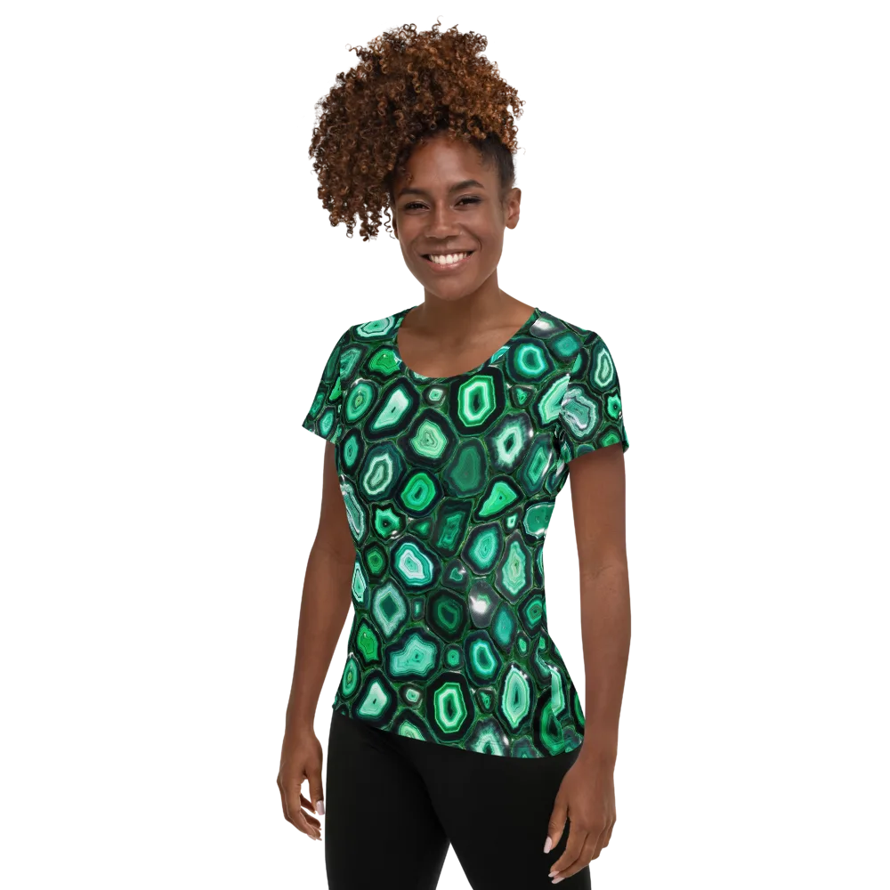Emerald Geode on Women's Athletic T-Shirt — Left