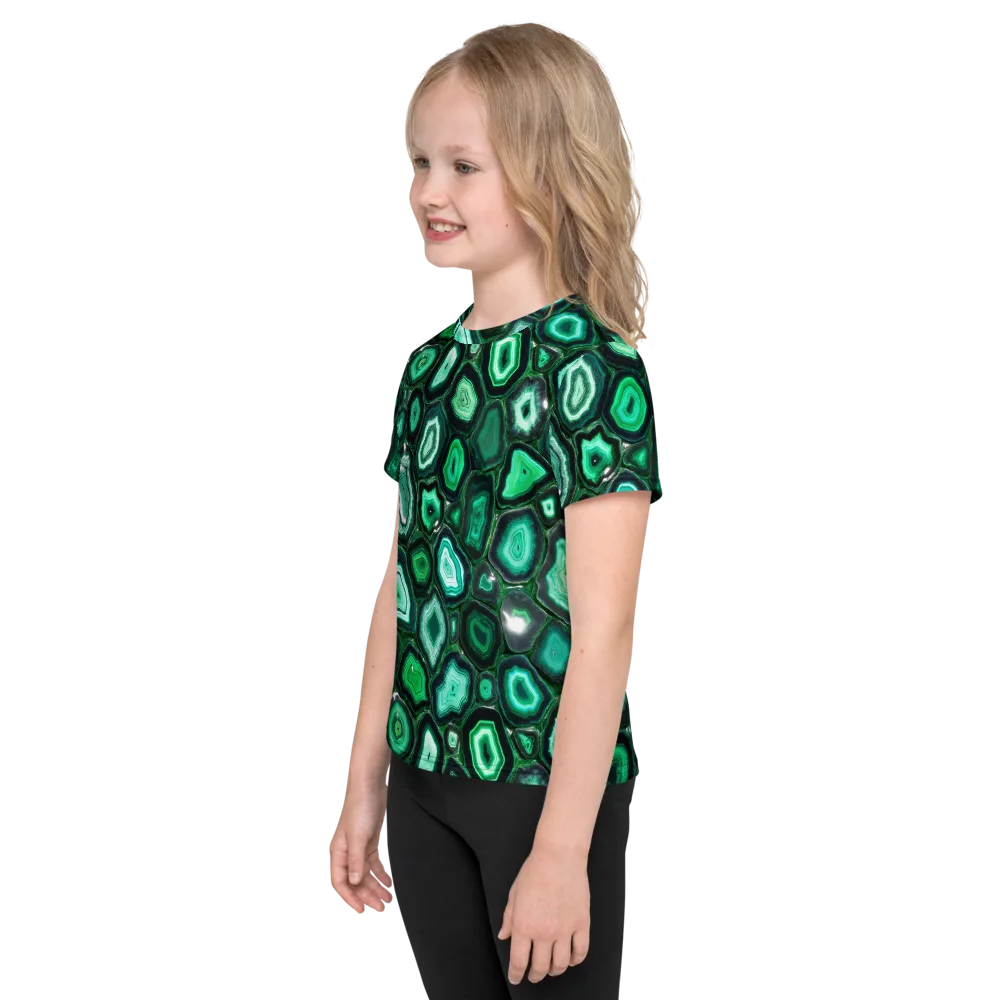 Emerald Geode on Kids Crew Neck T-Shirt — Left