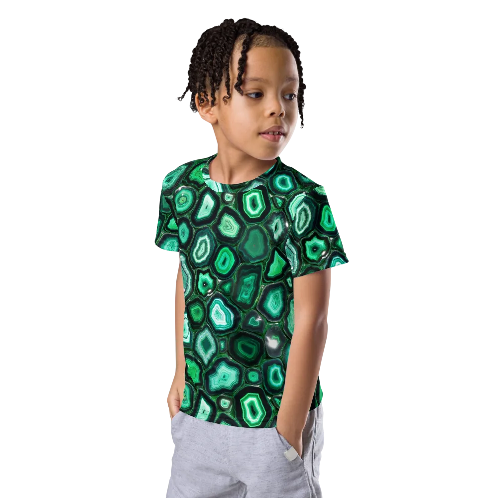 Emerald Geode on Kids Crew Neck T-Shirt — Left Front