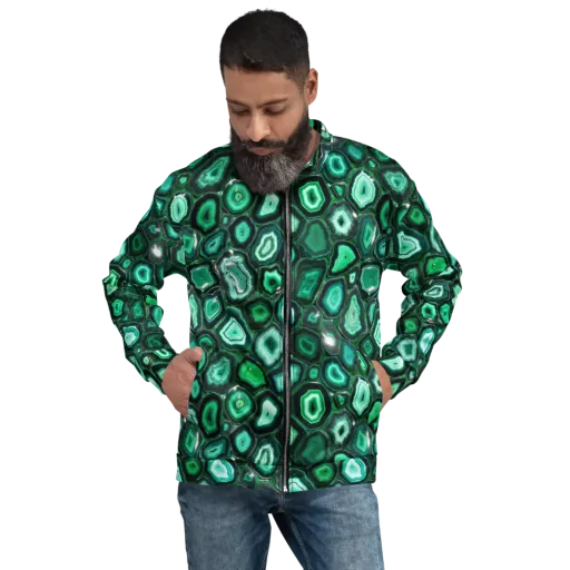 Emerald Geode on a Bomber Jacket