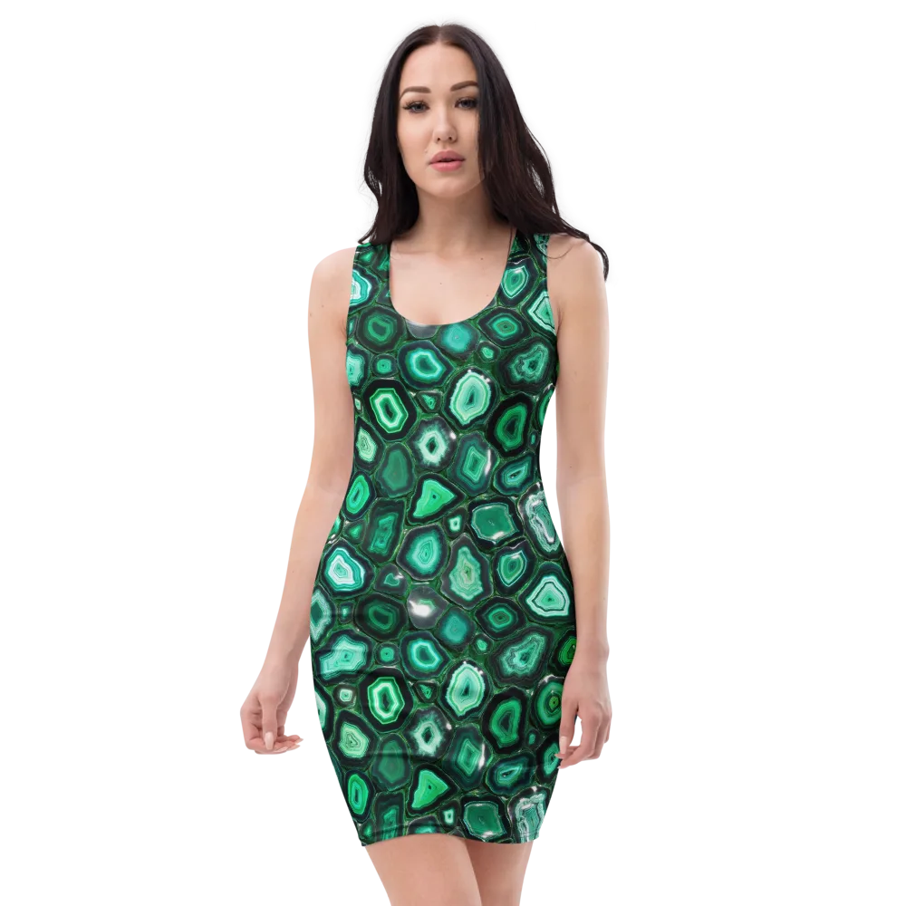 Emerald Geode on Bodycon Dress — Front