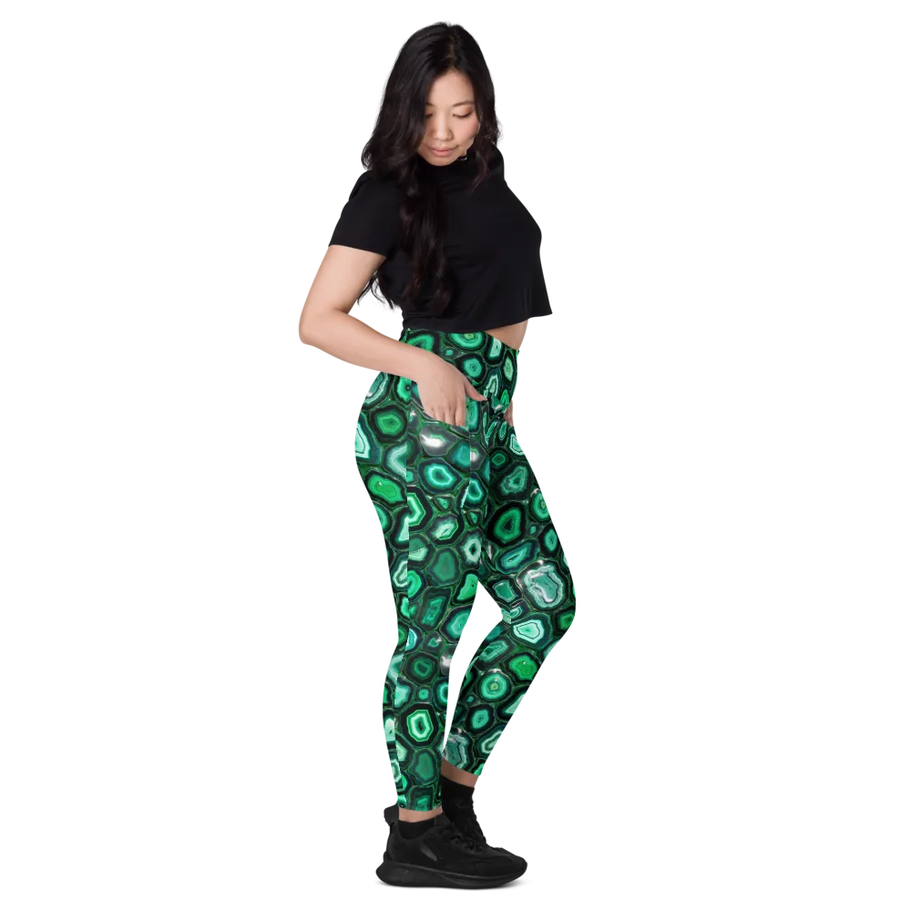 Emerald Geode on Leggings with Pockets — Right