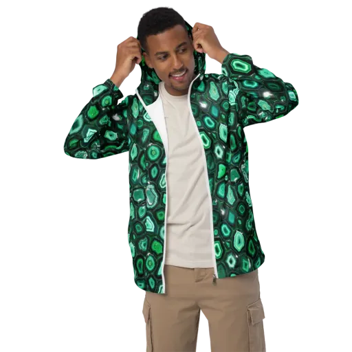 Emerald Geode on a Men's Windbreaker