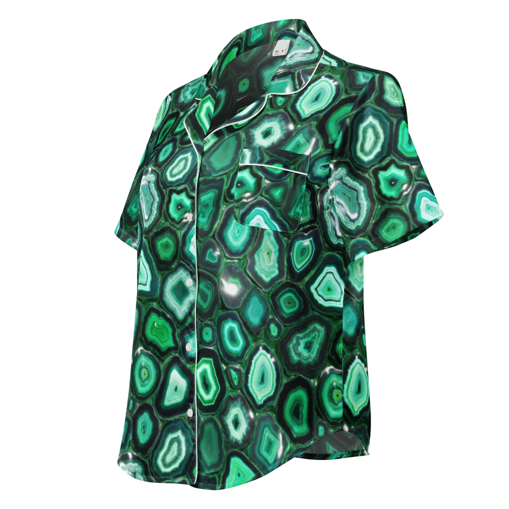 Emerald Geode on Women's Short Sleeve Pajama Top — Left Front