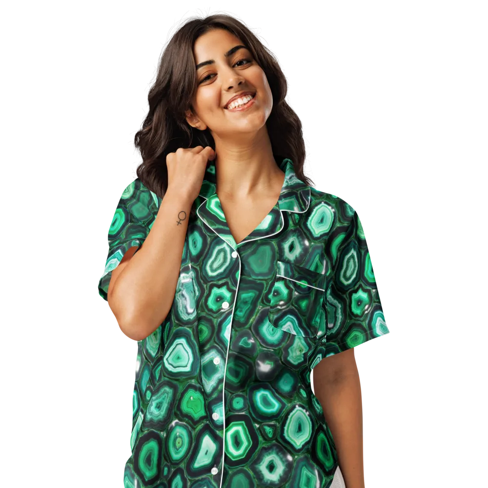 Emerald Geode on Women's Short Sleeve Pajama Top — Front
