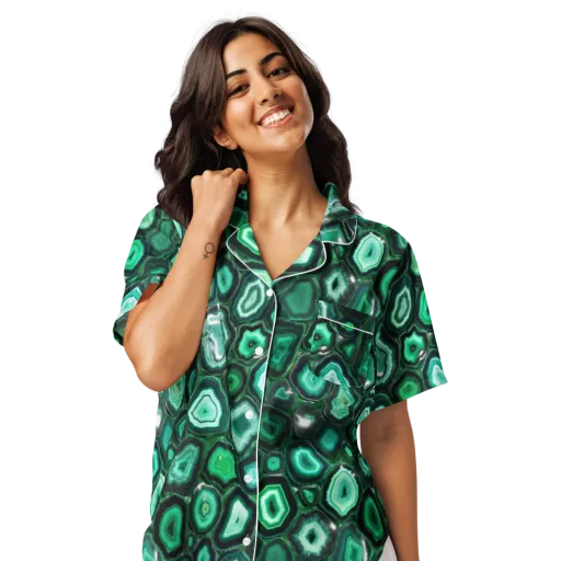 Emerald Geode on a Women's Short Sleeve Pajama Top