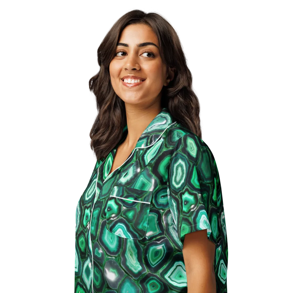 Emerald Geode on Women's Short Sleeve Pajama Top — Left Front