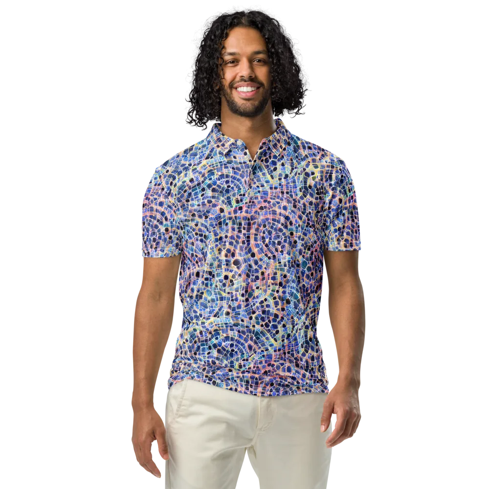 Indigo Interlock on Men's Slim Fit Polo Shirt — Front