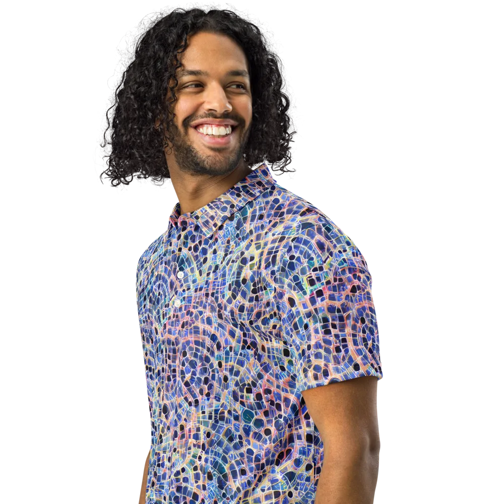 Indigo Interlock on Men's Slim Fit Polo Shirt — Left Front