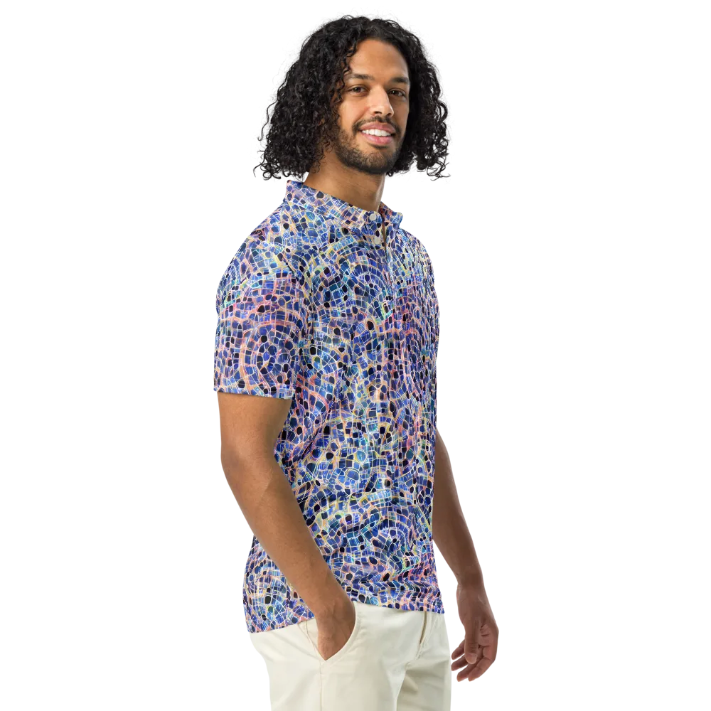Indigo Interlock on Men's Slim Fit Polo Shirt — Right Front