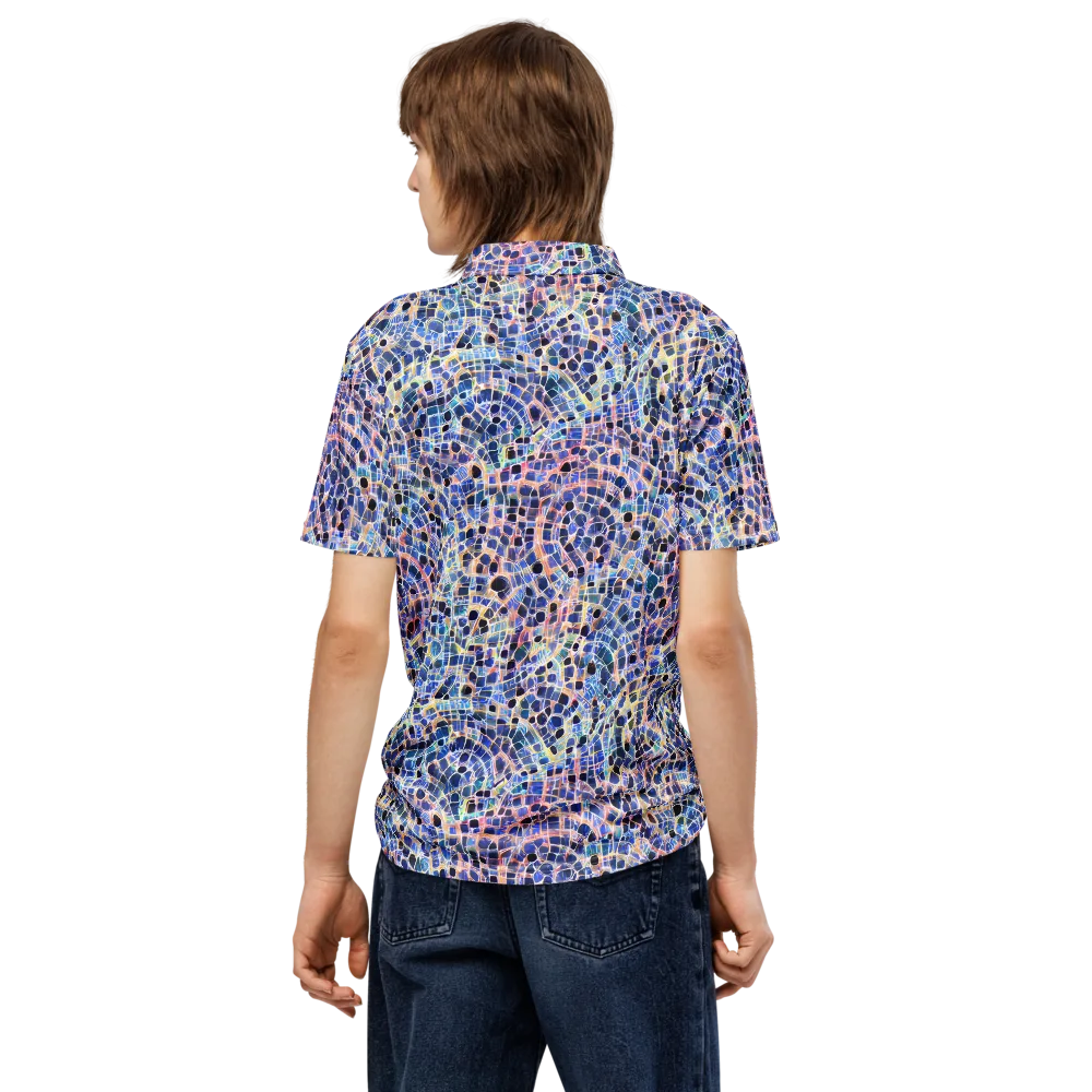 Indigo Interlock on Men's Slim Fit Polo Shirt — Back