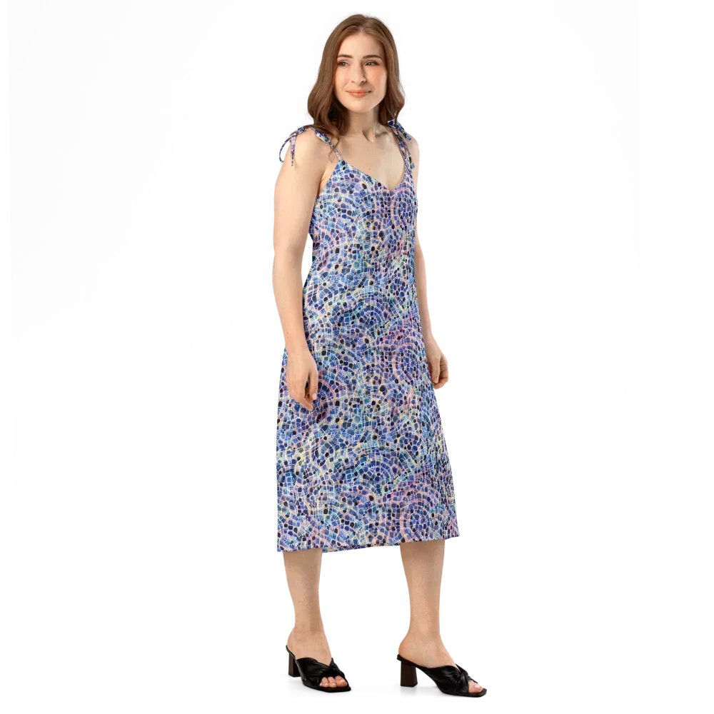 Indigo Interlock on Slip Dress — Right Front