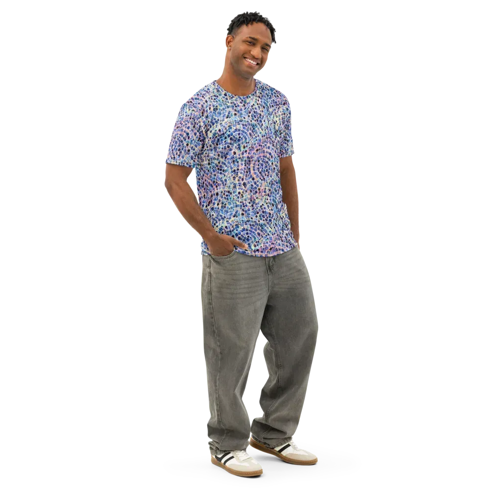 Indigo Interlock on Men's Cotton Crew Neck T-Shirt — Right Front
