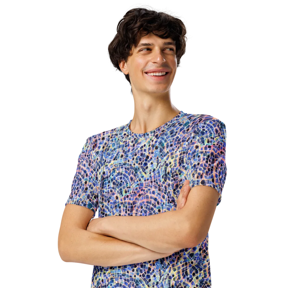 Indigo Interlock on Men's Crew Neck T-Shirt — Left Front